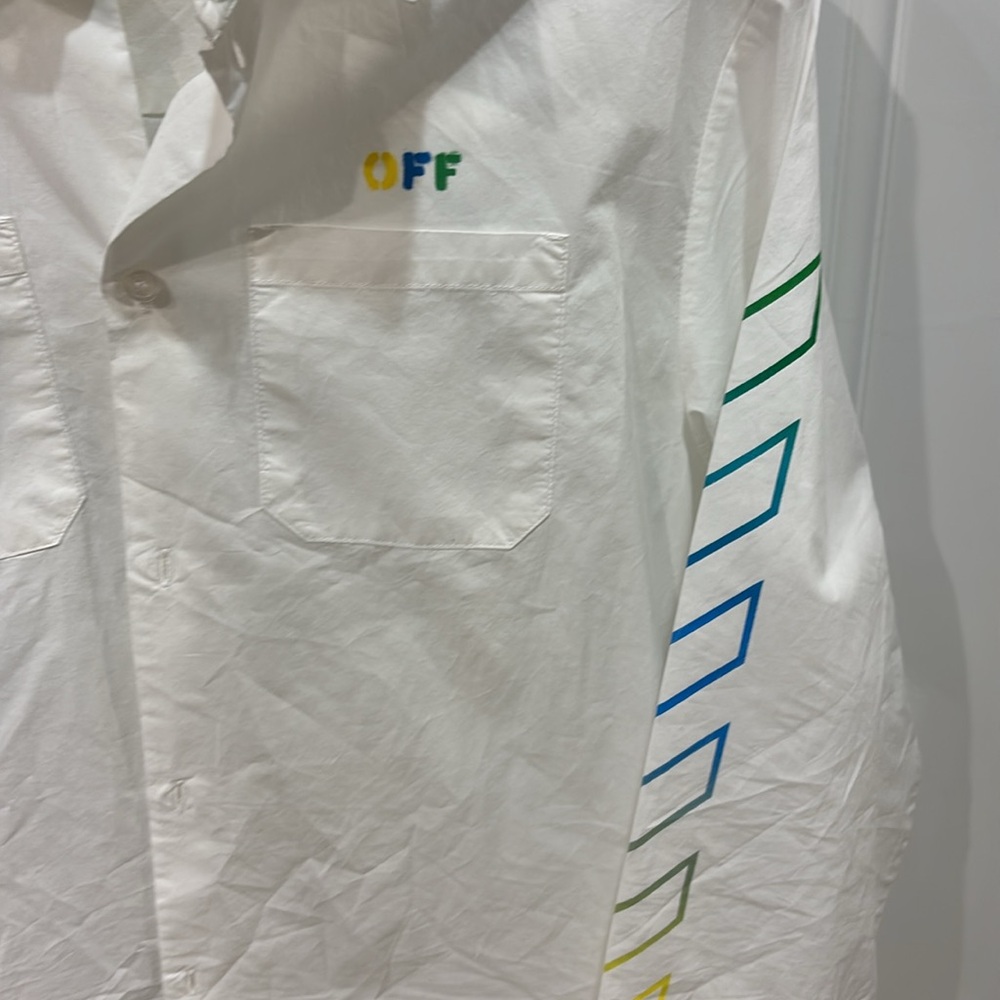 Boys Off-White Casual White and Yellow Button Down Shirt - Picture 3 of 5